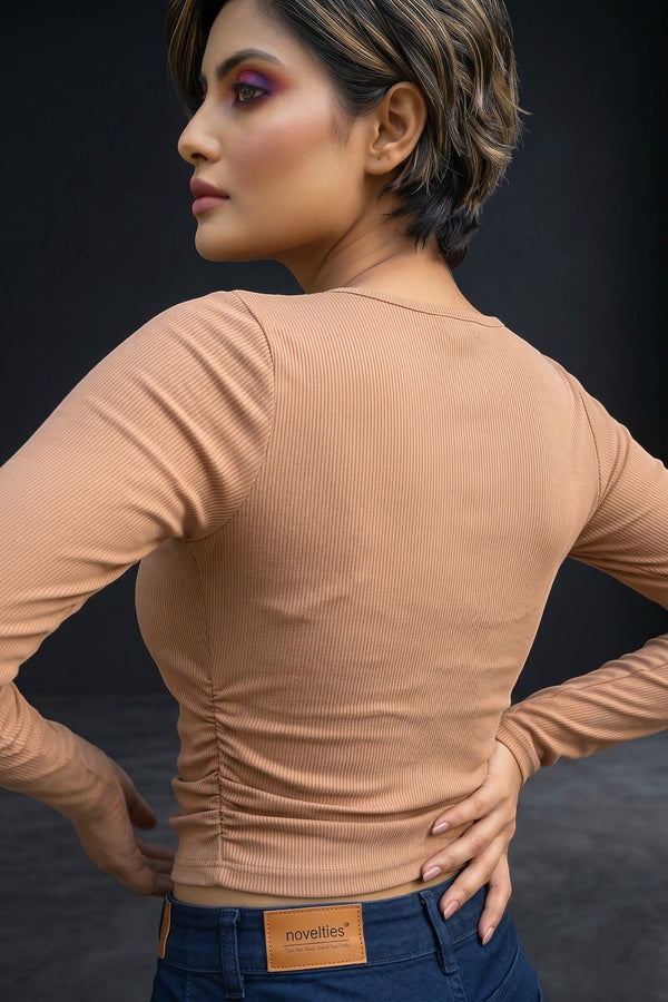 Ribbed Long Sleeve Fitted Top