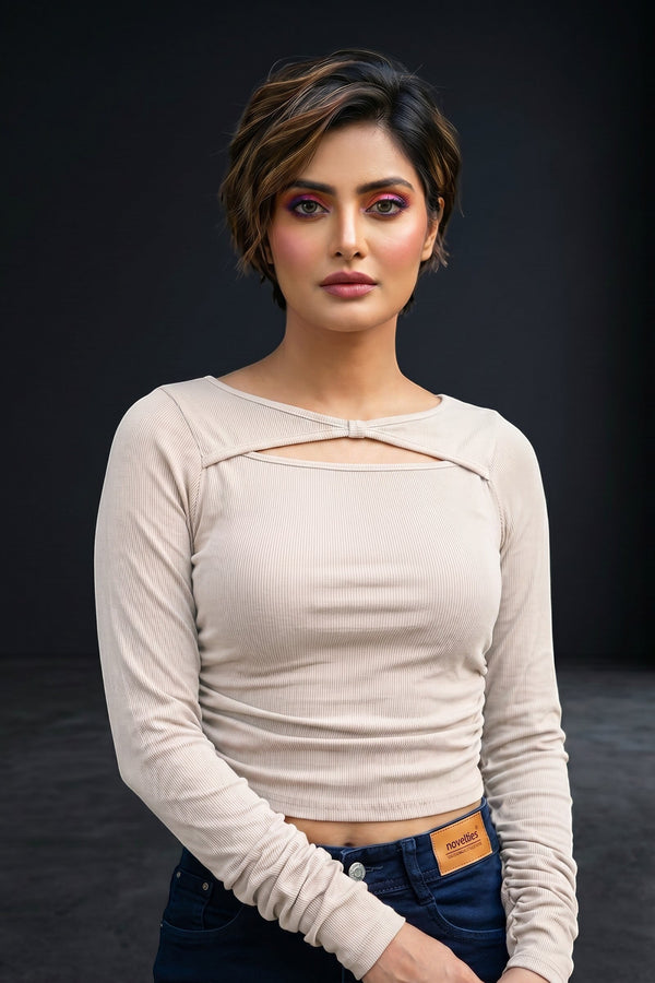 Ribbed Long Sleeve Fitted Top