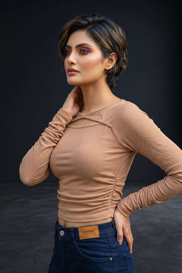 Ribbed Long Sleeve Fitted Top
