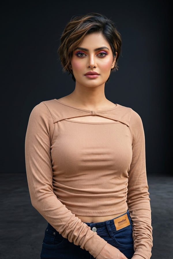 Ribbed Long Sleeve Fitted Top