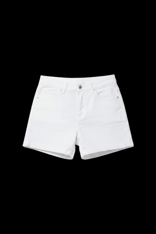 High-Rise Cuffed Denim Shorts