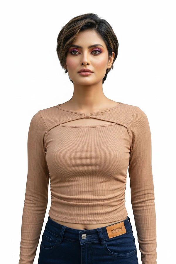 Ribbed Long Sleeve Fitted Top