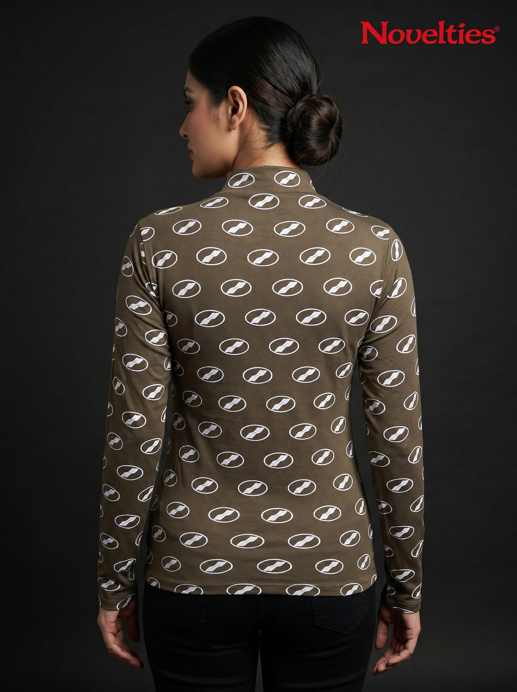 Oval Monogram All-Over Print Mock Neck Top