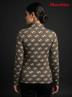 Oval Monogram All-Over Print Mock Neck Top