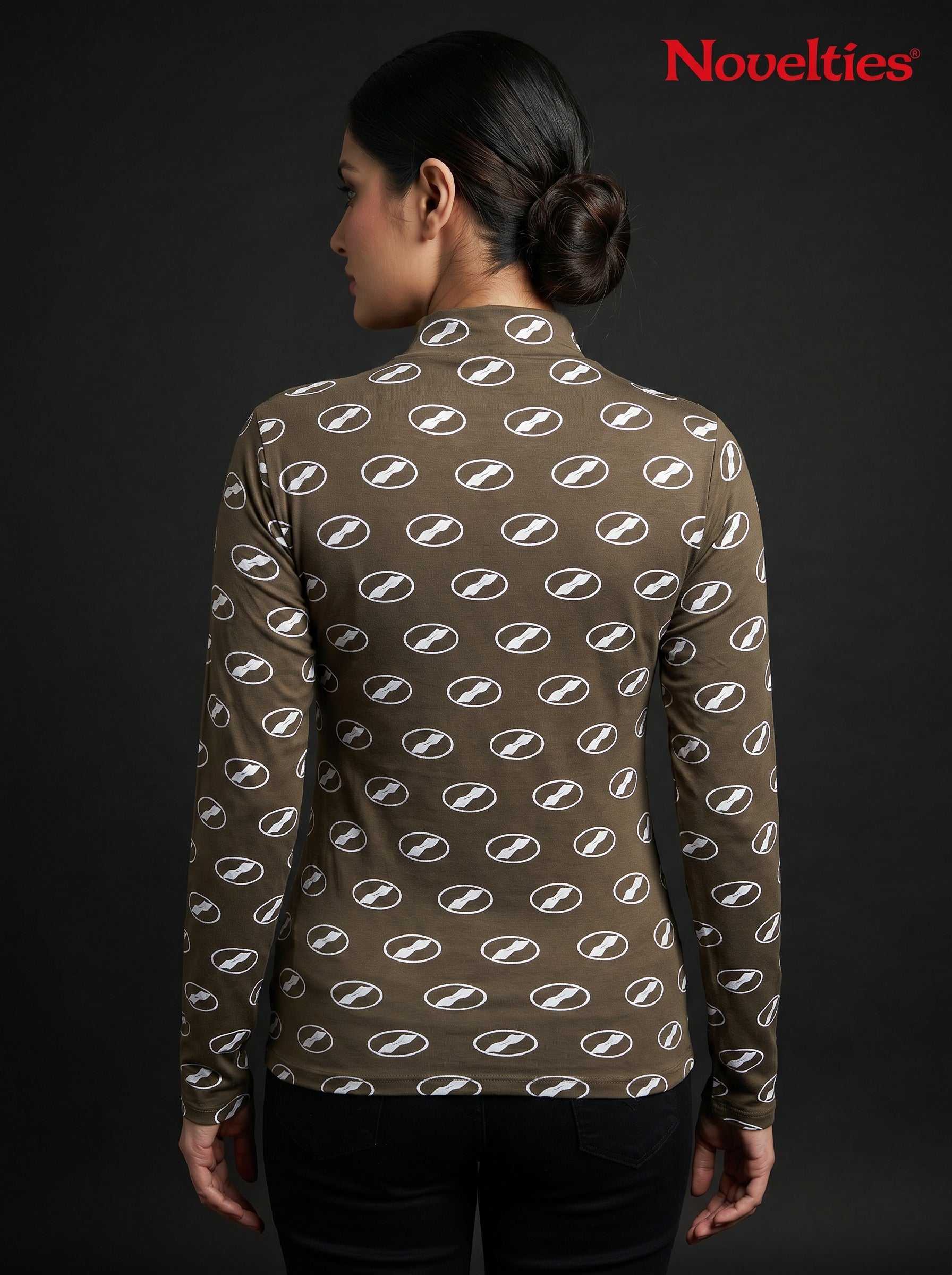 Oval Monogram All-Over Print Mock Neck Top