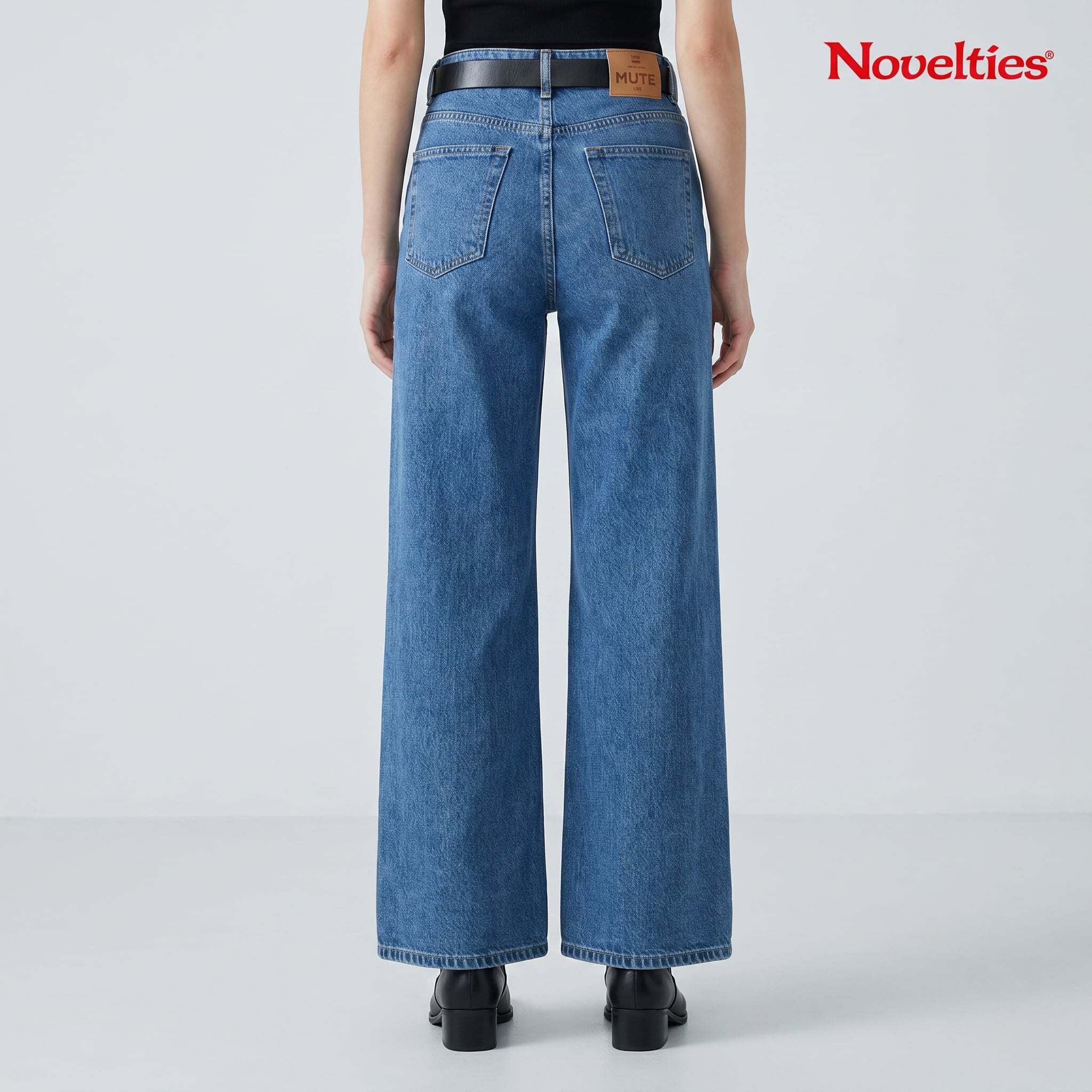 Mute Straight Fit Wide Leg Jeans - DX Blue