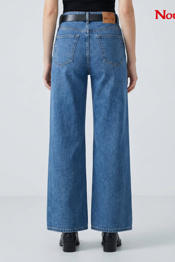 Mute Straight Fit Wide Leg Jeans - DX Blue
