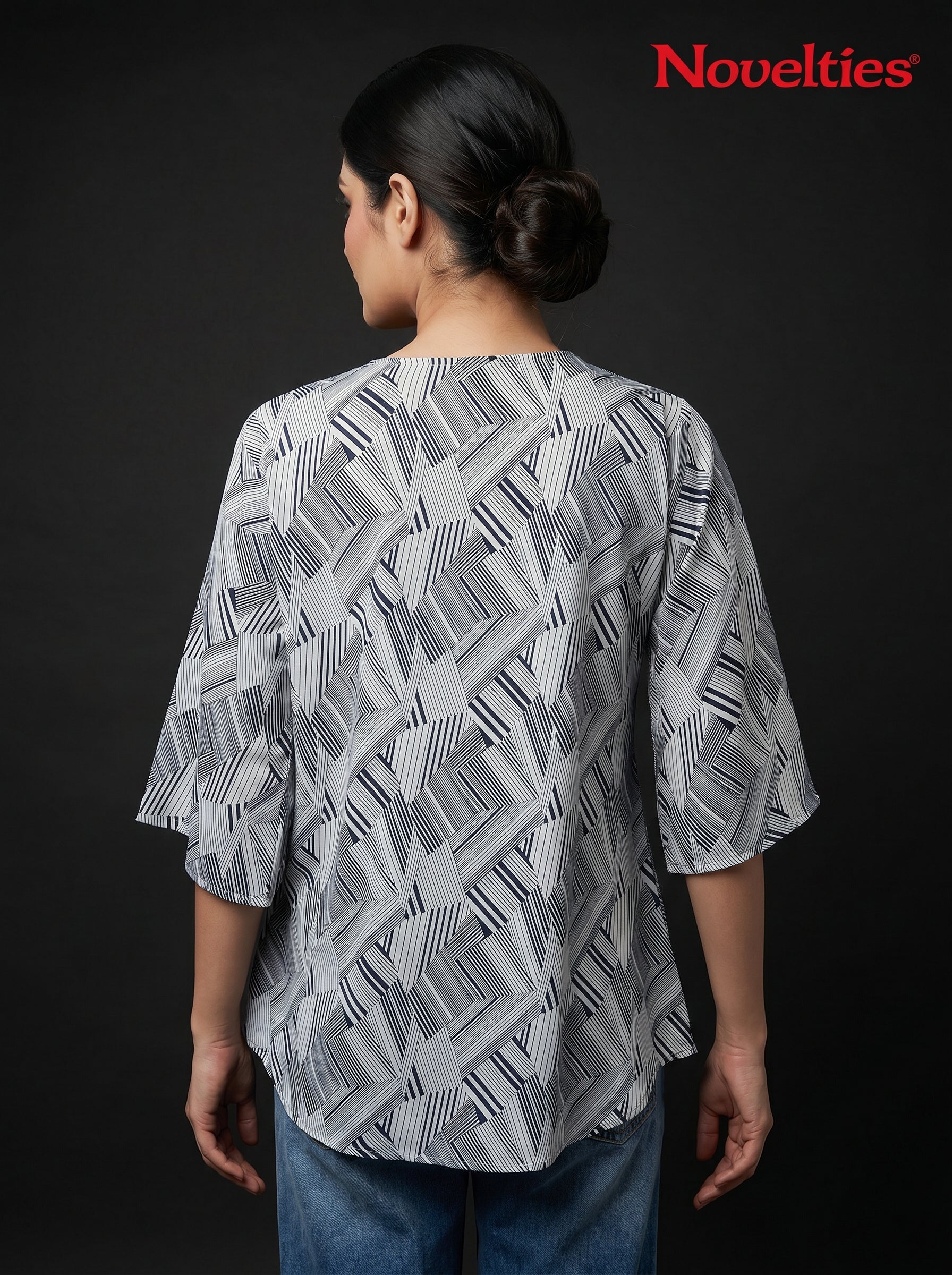 Geometric Abstract Print Relaxed Top