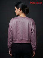 Satin Finish Diamond Graphic Cropped Sweatshirt
