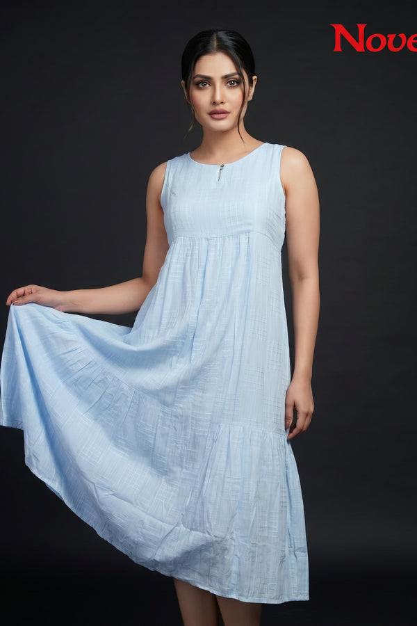 Powder Blue Sleeveless Empire Midi Dress