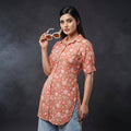 Peach Bloom Floral Shirt Tunic