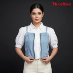 Denim Blue Zip-Front Corset Vest