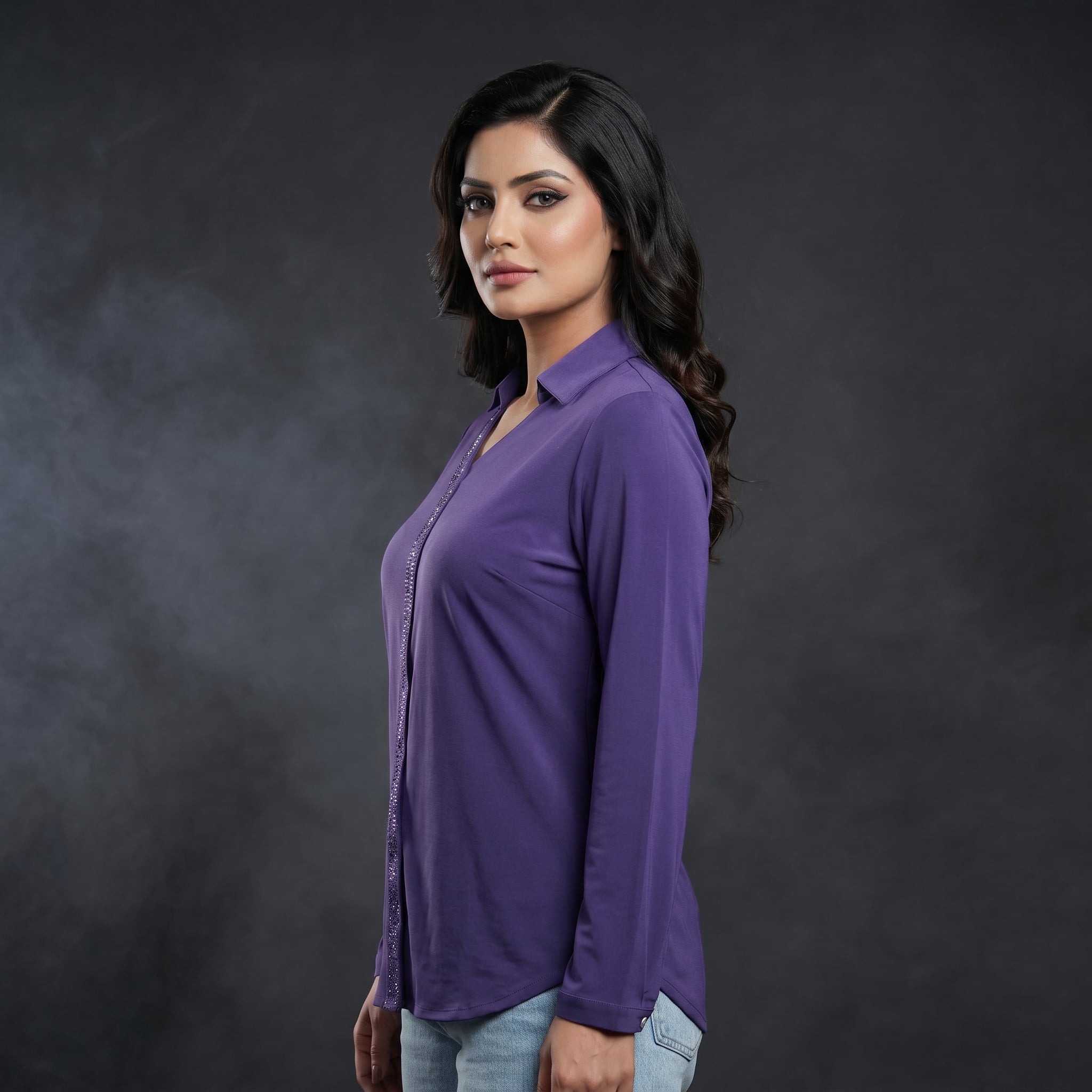 Amethyst Shimmer Collar Top