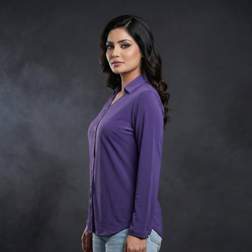 Amethyst Shimmer Collar Top