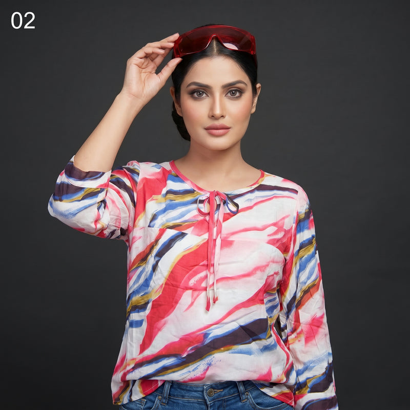 Mal Abstract Print Top
