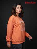 Coral Peach Graphic Bow Sweatshirt